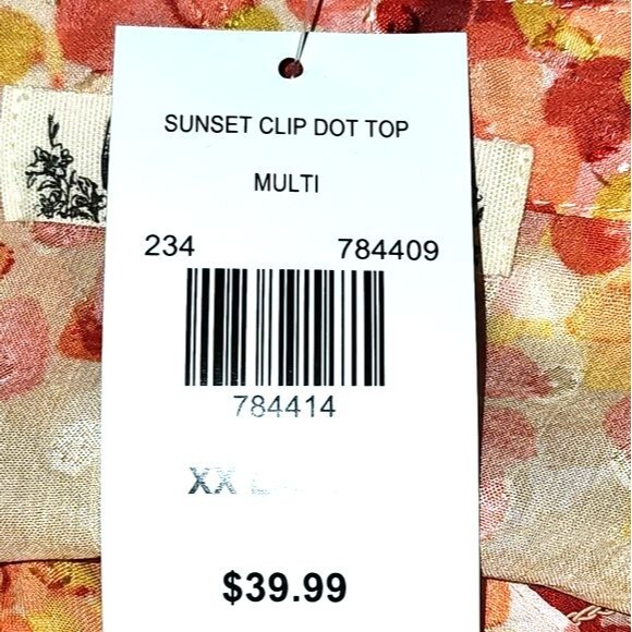 Hope Springs Orange Sunset Clip Dot Sheer Top & Cream Cami Blouse Plus Size 2XL - Picture 9 of 12